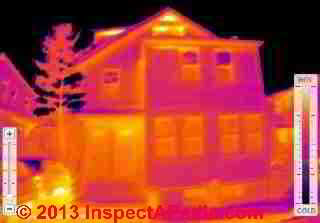 Thermal imaging report of heat loss on a home (C) InspectApedia